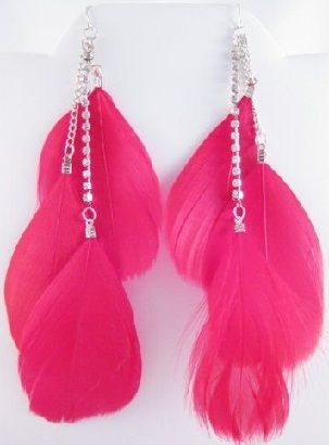  pink feather earrings