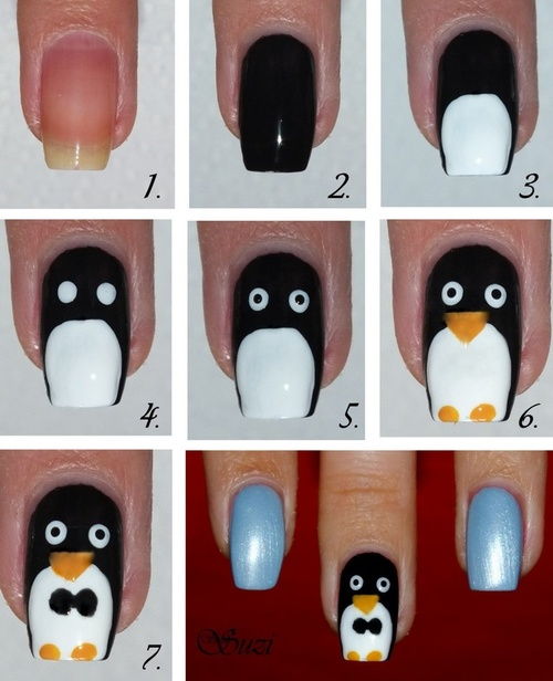 Uşor to create penguin nails