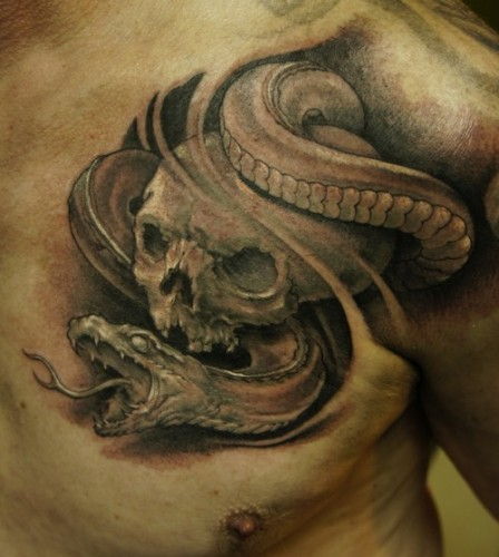 Snakes and Skull Tattoo