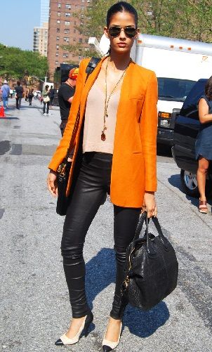 Draped Style Orange Blazer