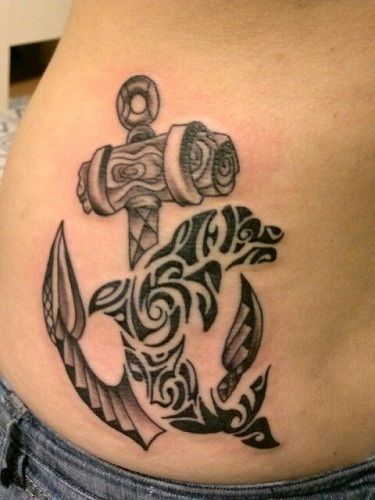Törzsi Pattern Dolphin Tattoo
