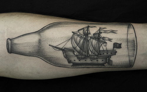Steklenica Ship Tattoo