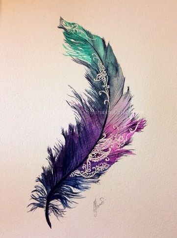 Impresionant Feather Watercolour Tattoo Design