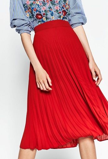 Dame Pleated Red Midi Skirt3