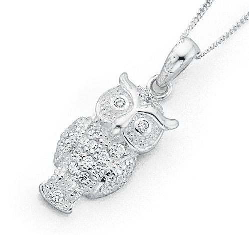 Srebrna Owl Locket Necklace