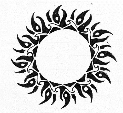 Keltų kalba Tribal Sun Tattoo design