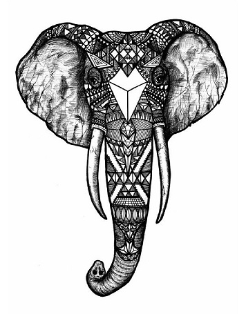 Erős Tribal Elephant Africa Tattoo