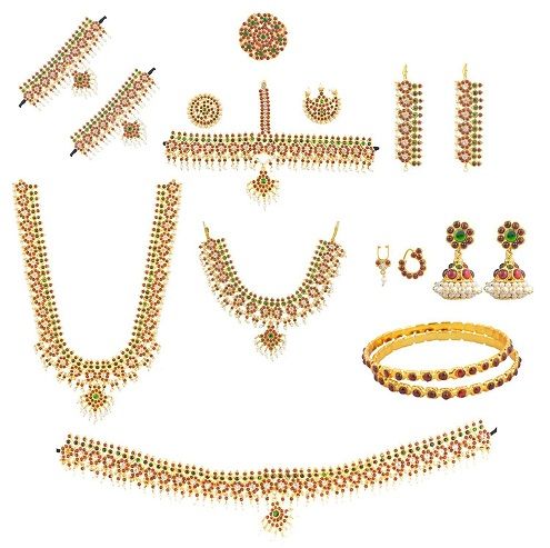 10 piece Bharatanatyam Temple Jewellery
