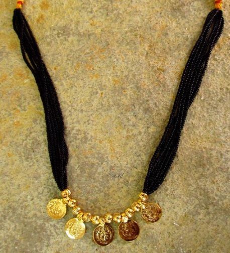 Storas Black bead Chain with Lakshmi Coin Mangalsutra