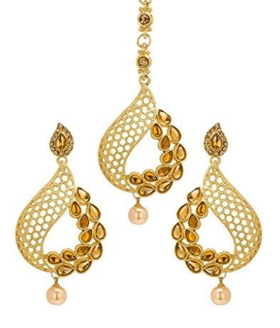 Gold Maang Tikka and Earring Sets