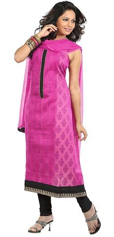 Pink and Black Silk Salwar Suit Design