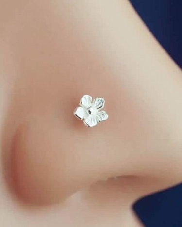 Tiny Floral Silver Nose Ring