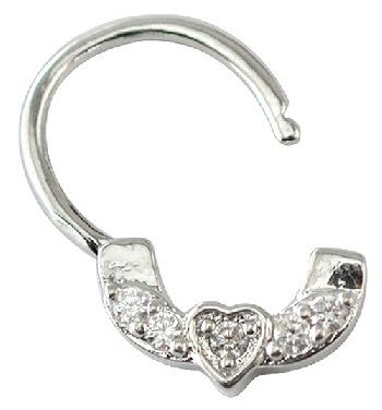 Silver Heart Engraved Nose Ring
