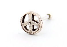 Peace Sign Silver Nose Ring