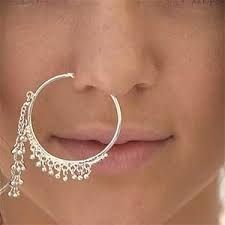 Big Size Silver Nose Ring with Bells