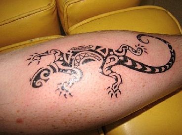 Tribal style lizard tattoos