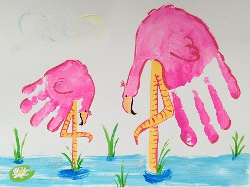 Mână Print Flamingo