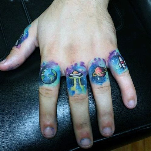 Univers Badass Tattoo Design for Fingers