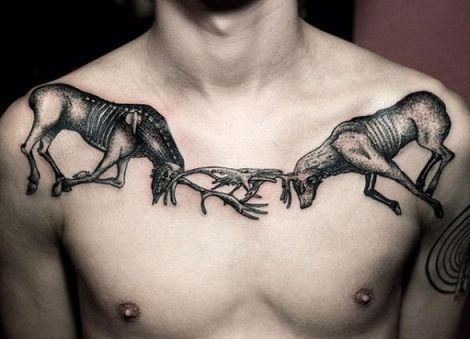 Kova deer collar bone tattoo