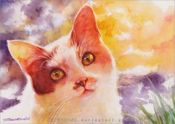 Cat Watercolors by Aurora Wienhold