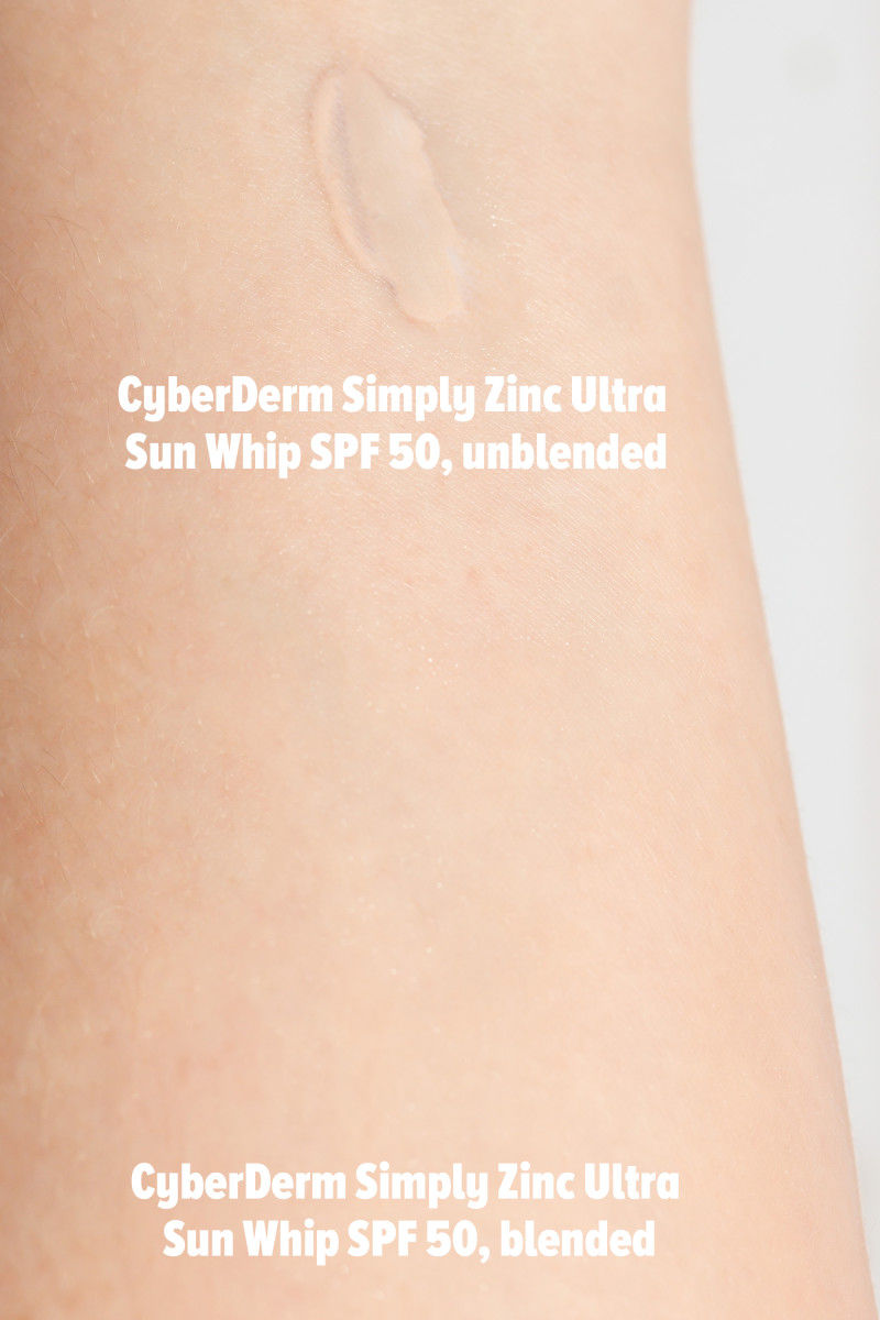 CyberDerm Simply Zinc Ultra Sun Whip SPF 50 (swatches)