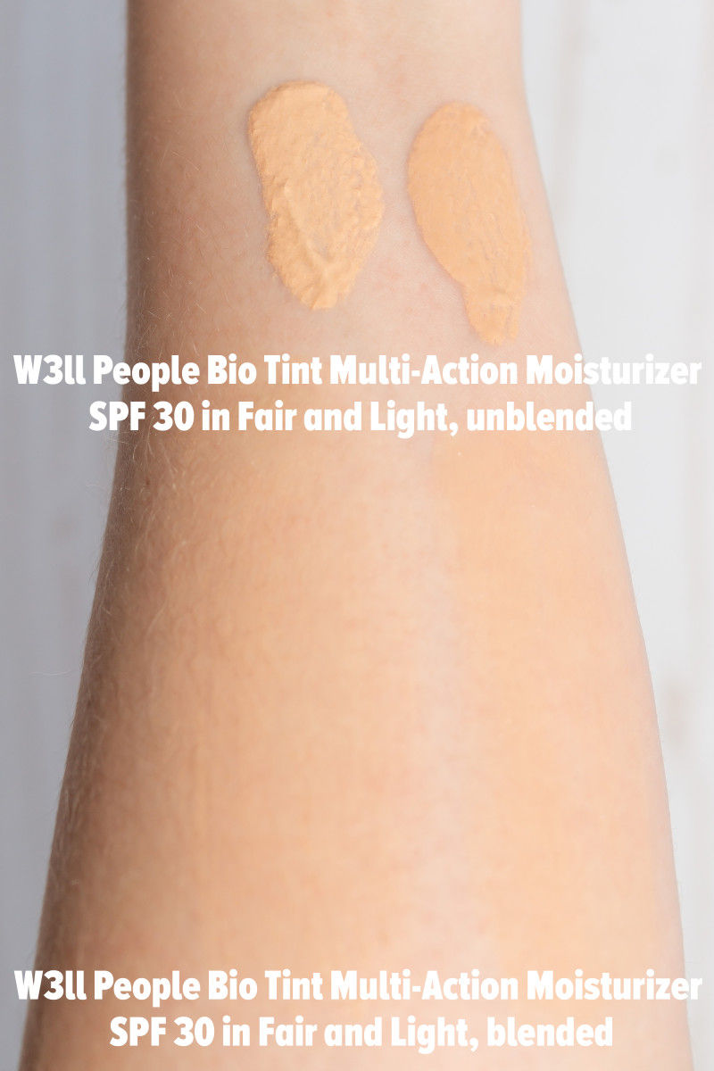 W3ll People Bio Tint Multi-Action Moisturizer SPF 30 in Fair and Light (swatches)