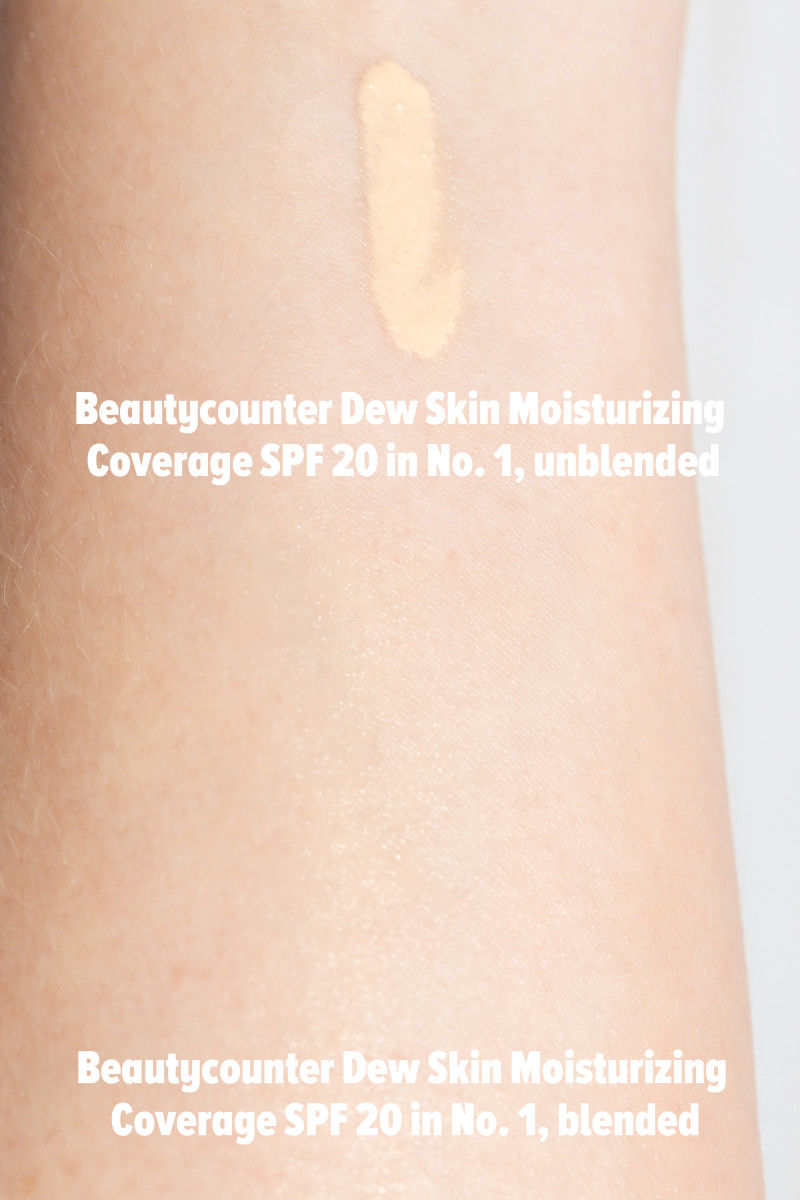 Beautycounter Dew Skin Moisturizing Coverage SPF 20 in No. 1 (swatches)
