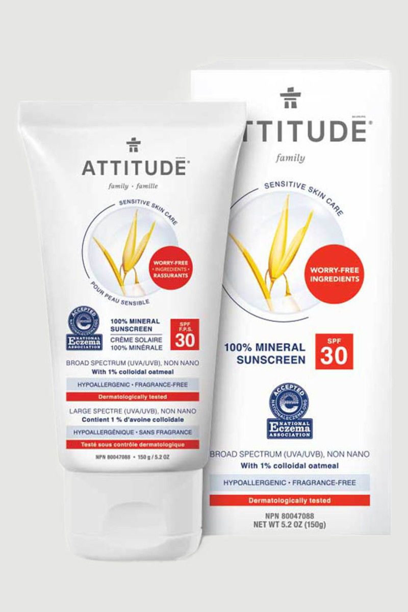 Hozzáállás Sensitive Skin 100 Percent Mineral Sunscreen SPF 30