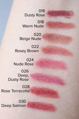 Ugriz Beauty The Lip Pencil swatches (016 to 030)