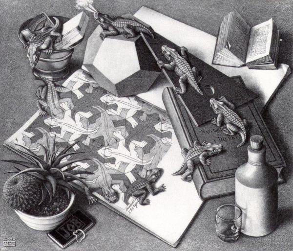 M C Escher grafikus alkotása