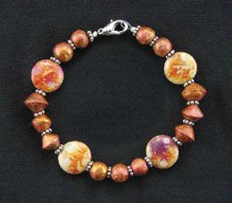 Amber rose bead bracelet