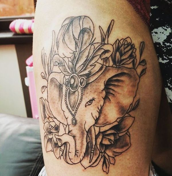 11 Adorable black and gray elephant on the forearm