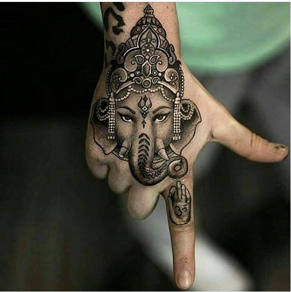23 Indian lucky elephant tat on the hand