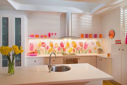 Floral Printed Kitchen Tiles