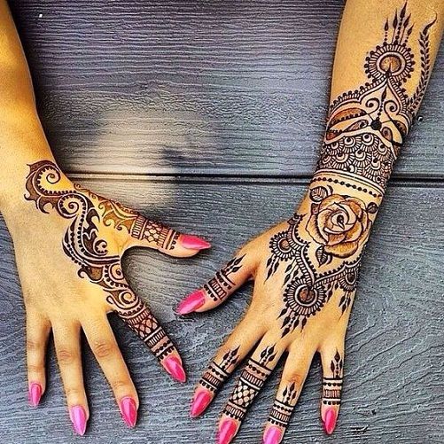 Different Henna Tattoos For Both Hands