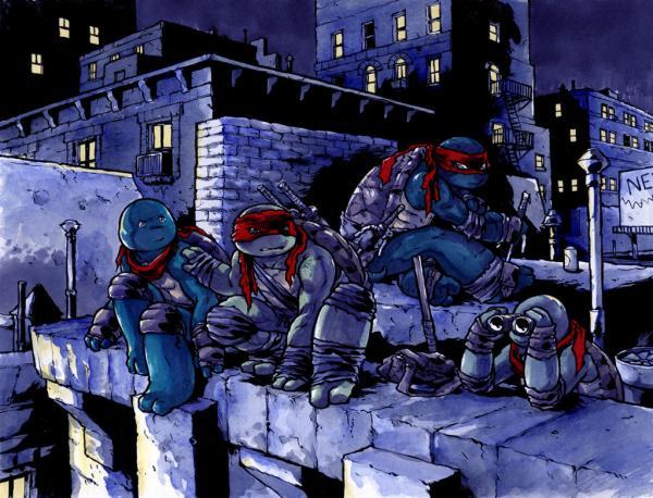 Illustrations of Ninja Turtles by Ross Campbell