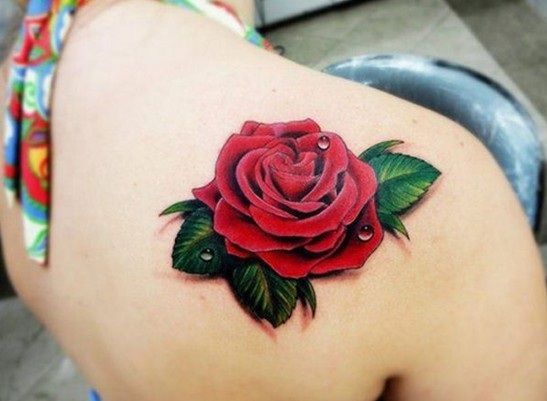 3d raudona rožinė tatuiruotė