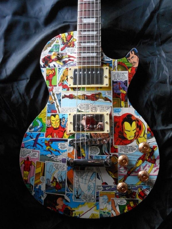 Superhero Comic Decorated Musical Instrument