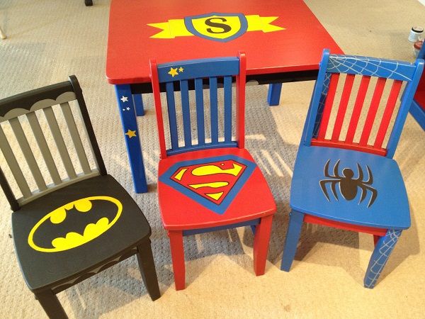 Superhero Logo Painted Table & Chairs