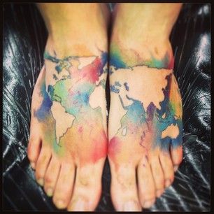 A Coolest World Map Tattoos Ever