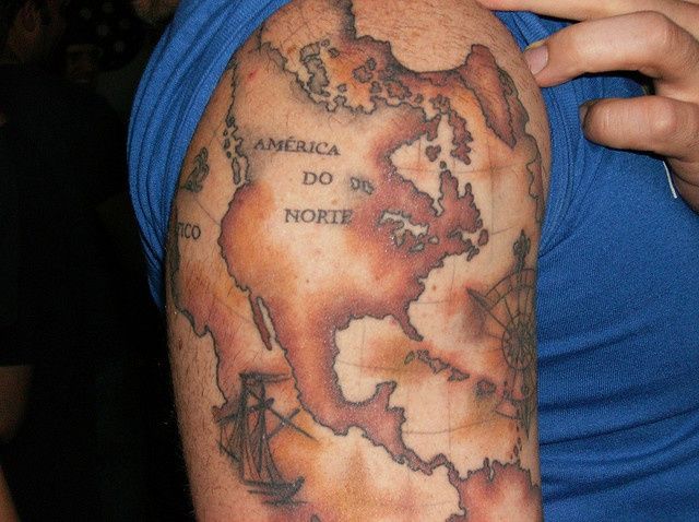 A Coolest World Map Tattoos Ever