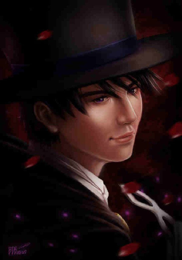 Realus drawing of Tuxedo Mask by BDBonzon. The soft edges and colors used in the drawing gives off the vibe that Tuxedo Mask is very caring and gentle on the inside.