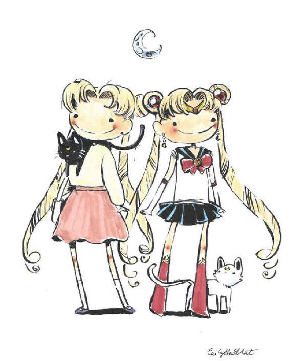 Paprastas cute and adorable Usagi art by CaityHallArt. it features both the normal Usagi and the magical girl Usagi. They may live separate lifestyles but in the end of the day Usagi is still Usagi.