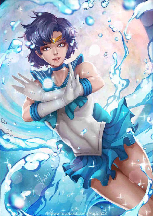 Tengerész Mercury art by magion02. One of the Sailor Guardians, Sailor Mercury controls the element of water and is the brains of the group most of the time.