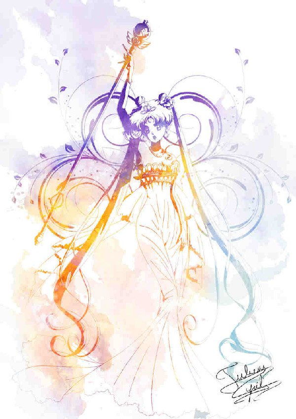 Paprasta yet colorful. This Sailor Moon art by Crisis-Cissou combines various colors in gradient giving the character life and at the same time keeping the entire drawing clean.