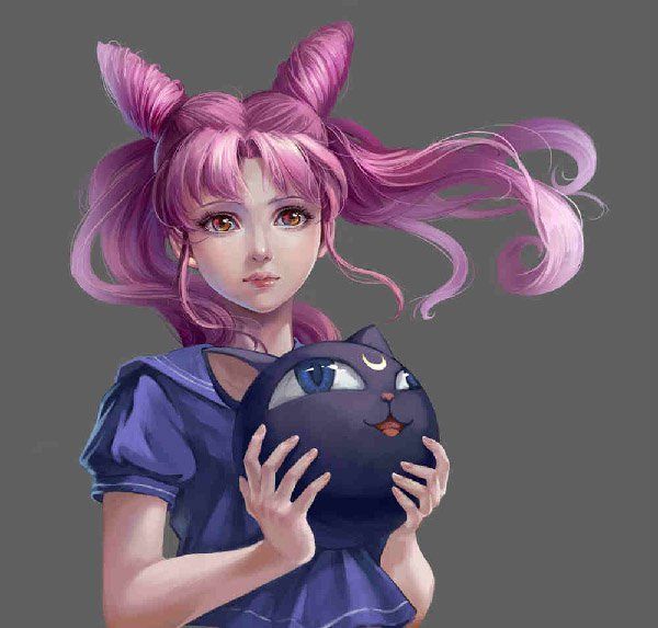 Keresek a bit older than her Anime counterpart, Chibiusa here is drawn by 果子狸. This illustration gives us the feeling of how Chibiusa would look in real life after a few years.