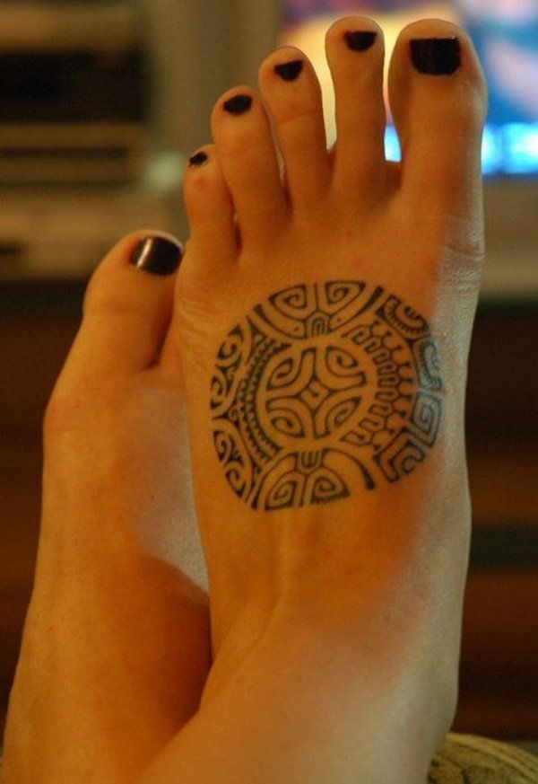 Maori Foot Tattoo Design for Women