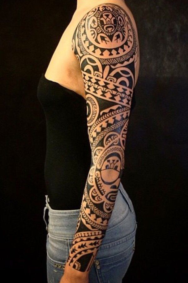 Marquesan Full Sleeve Tattoo Design
