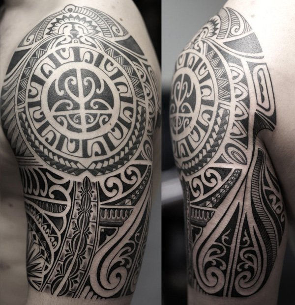 polinéziai Half Sleeve Tattoo for Men