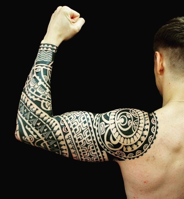 polinéziai Tribal Shoulder Tattoos for Men